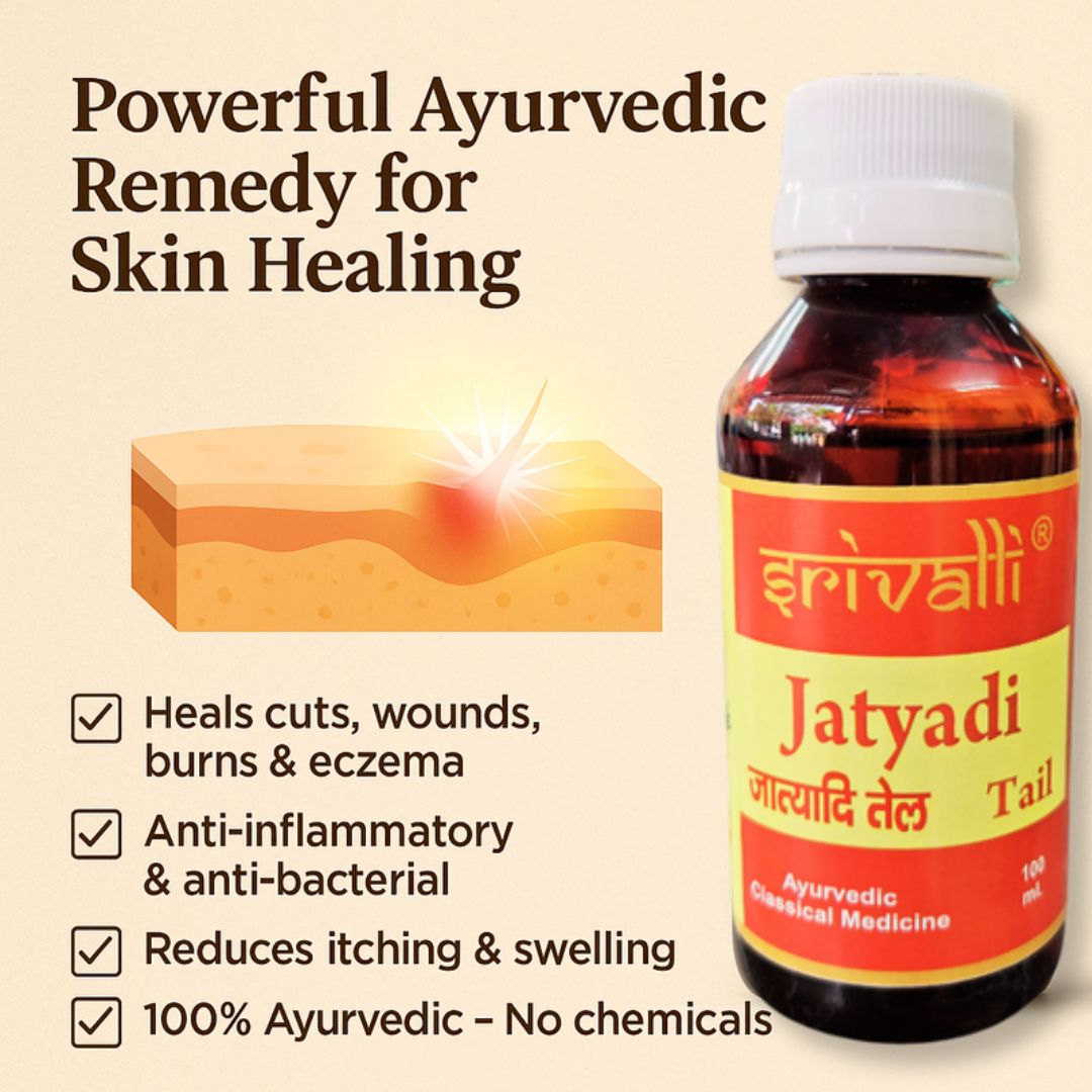 Jatyadi oil (Taila) 100ml | Ayurvedic Healing Oil for Wound Care, Cuts, Burns, Skin Infections & Piles | Natural Herbal Skin Repair Oil