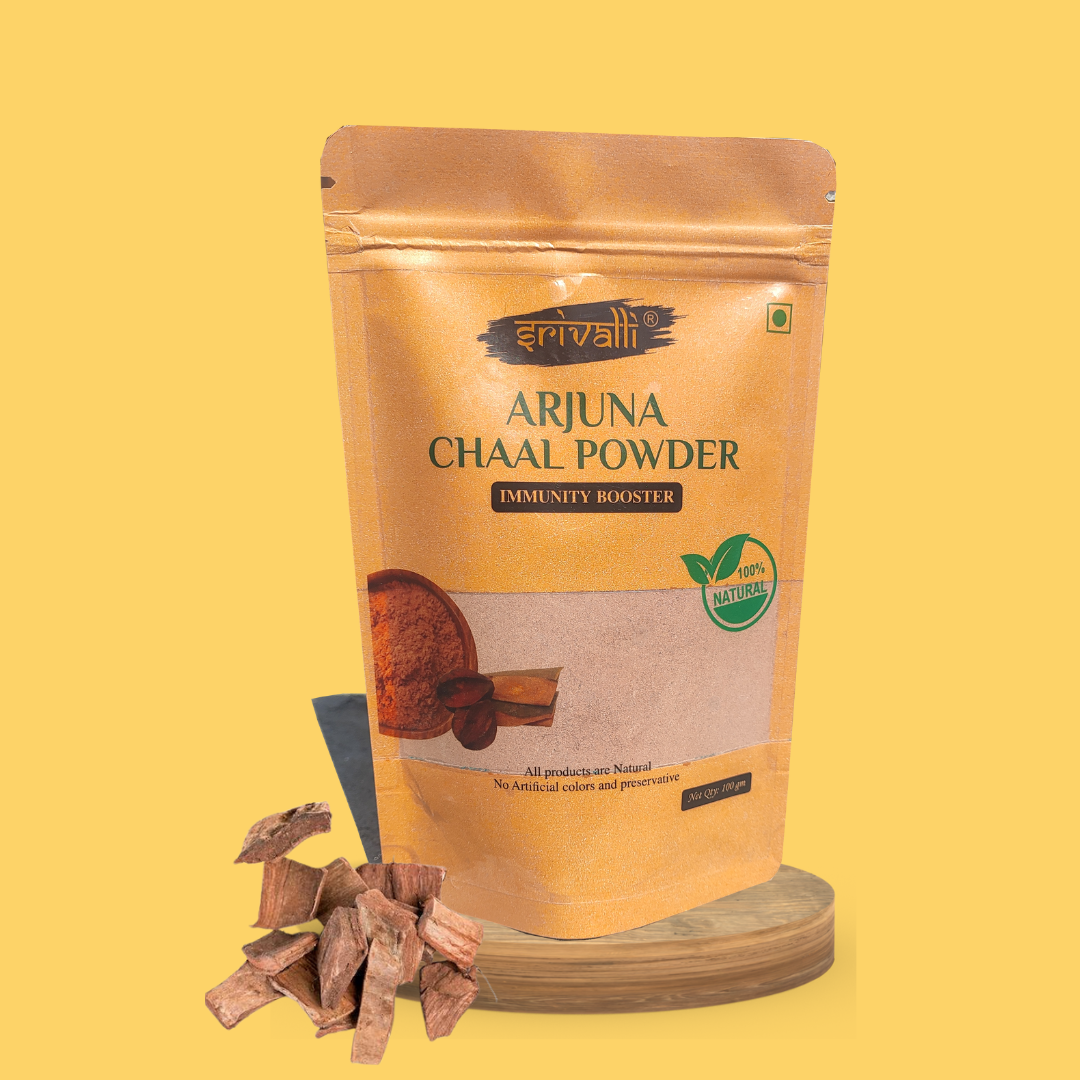 srivalli Arjun Chaal Powder | Terminalia Arjuna Bark | Ayurvedic Heart & BP Support | Arjuna Ki Chaal | Natural Herbal Supplement | Triple Filtered | Zip-Lock