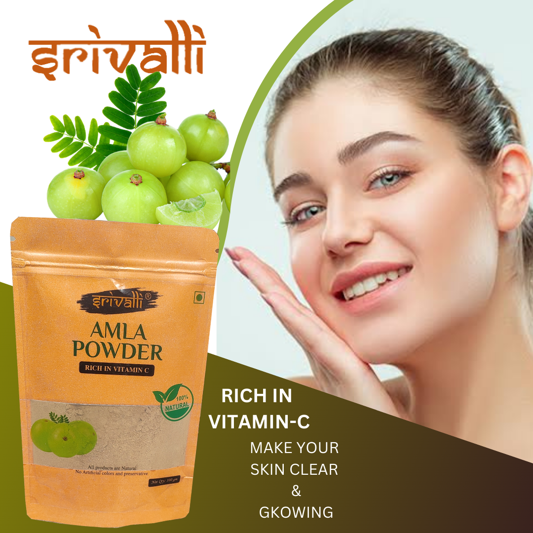 Srivalli Amla Powder 100g | 100% Natural Gooseberry | Rich in Vitamin C | For Hair Growth, Skin Brightening & Immunity | Herbal Ayurvedic Powder