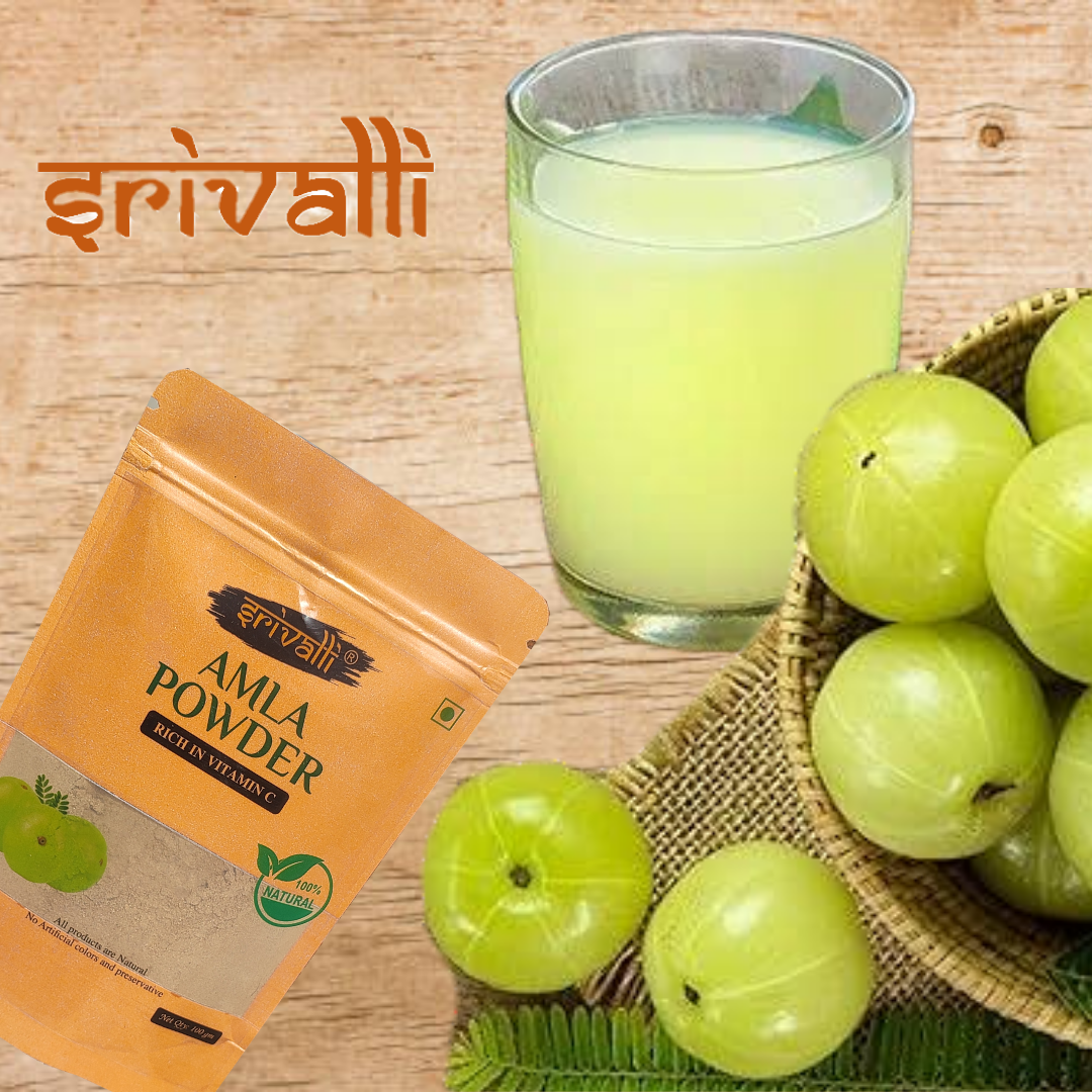 Srivalli Amla Powder 100g | 100% Natural Gooseberry | Rich in Vitamin C | For Hair Growth, Skin Brightening & Immunity | Herbal Ayurvedic Powder