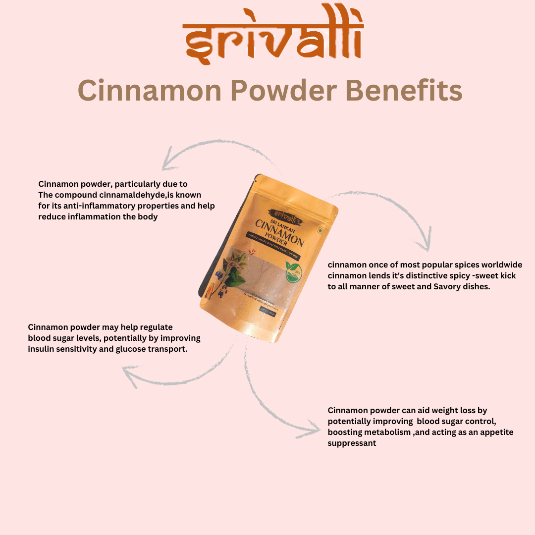 Srivalli Ceylon Cinnamon Dalchini Powder, 100g, Sri Lankan cinamon powder for weight loss