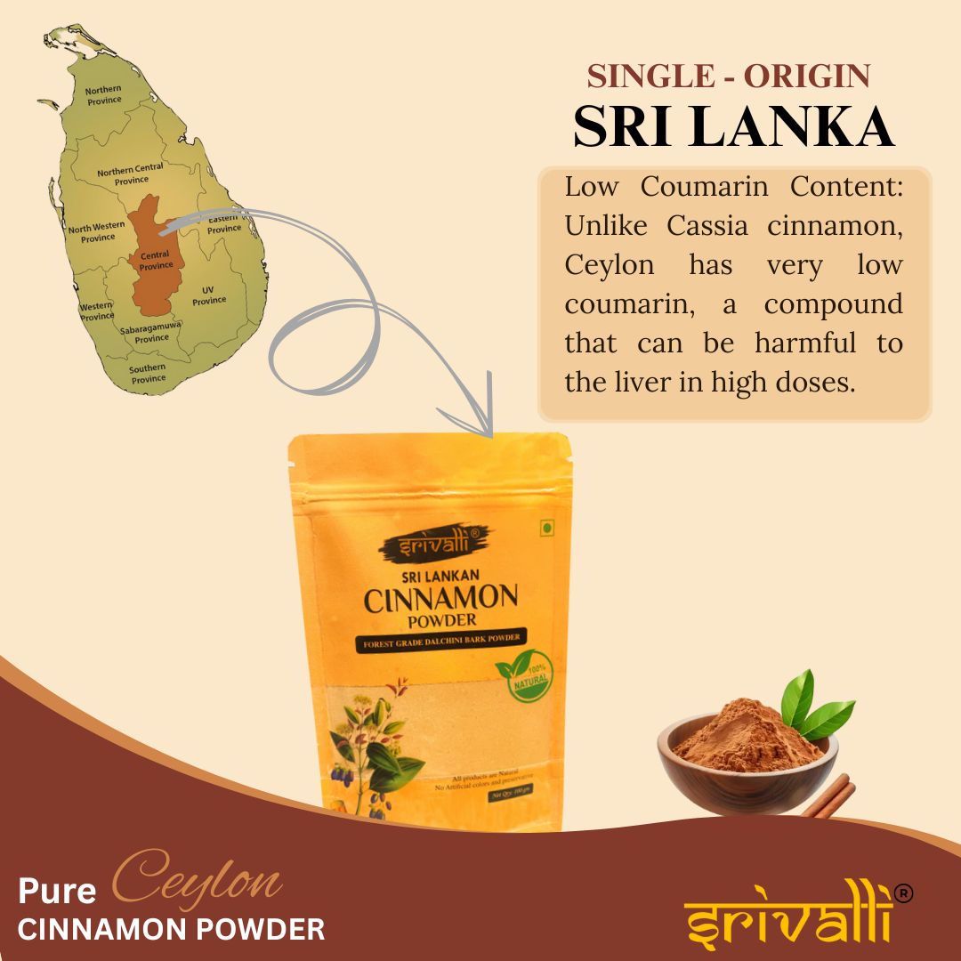 Srivalli Ceylon Cinnamon Dalchini Powder, 100g, Sri Lankan cinamon powder for weight loss