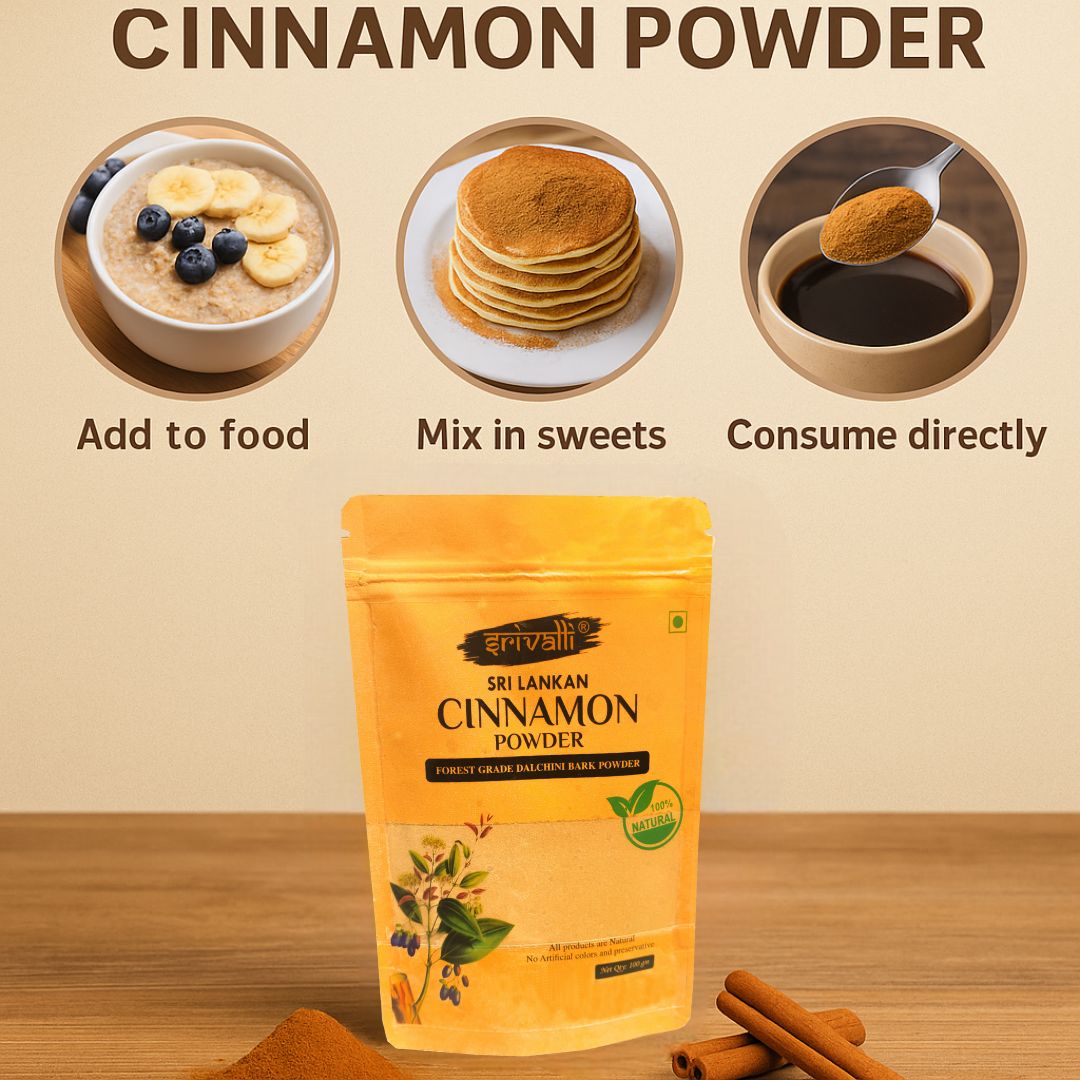Srivalli Ceylon Cinnamon Dalchini Powder, 100g, Sri Lankan cinamon powder for weight loss